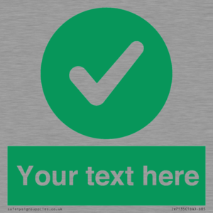 Custom green background, green circle with tick